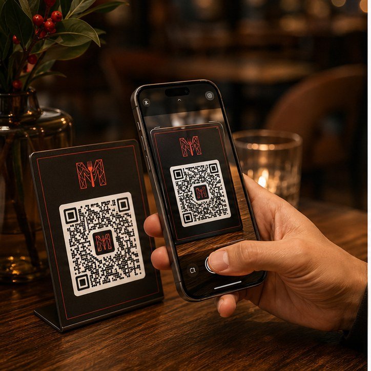 Klient duke skanuar QR code në tavolinë